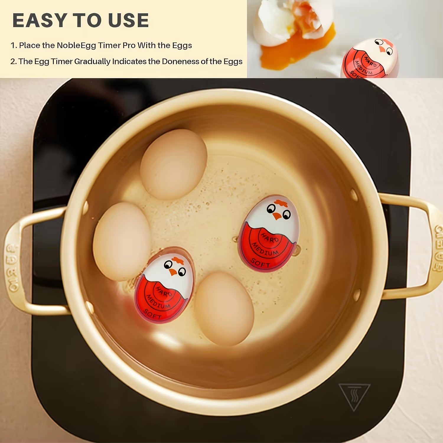 1/3/4Pc Egg Timer Color Changing Indicator Kitchen Boiled Egg Timer Resin Perfect Boiled Eggs by Temperature Home Kitchen Gadget