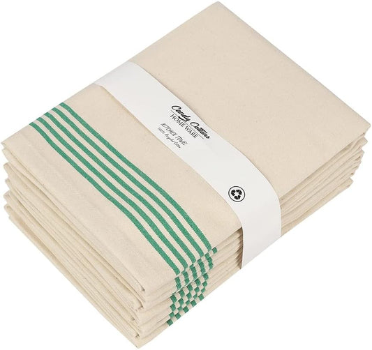 Stripe Kitchen Towels Decor 18X28 in Cotton Dish Towels Boho Embroidery Festive Gift Set of 6 Pantry Kitchen Vintage Farmhouse Reusable Kitchen Dish Towels|Green