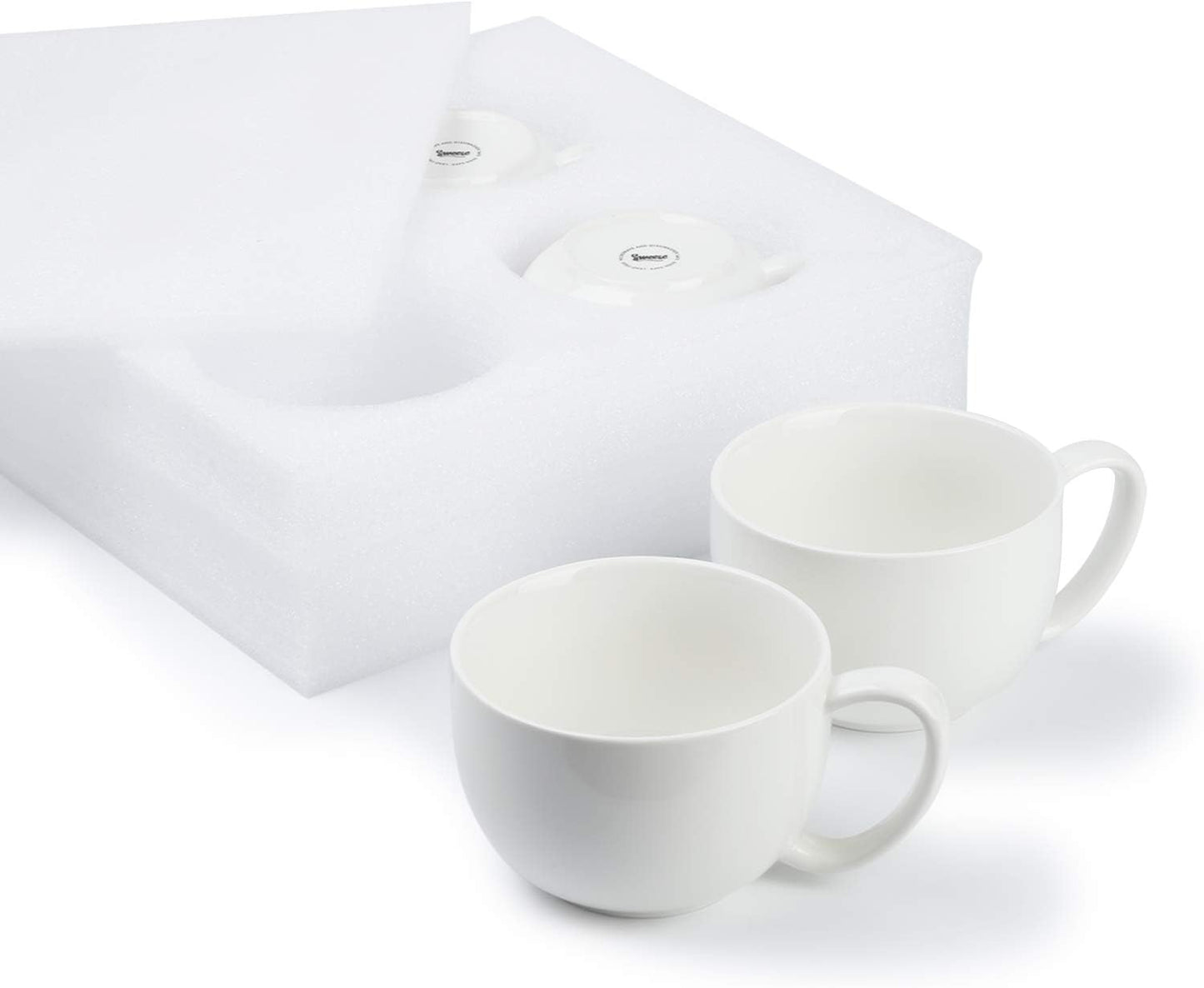 Porcelain 22Oz Large Coffee Mugs Set of 4, Large Soup Mug with Handles Perfect for Coffee, Tea, Hot Chocolate, Microwave Safe, White