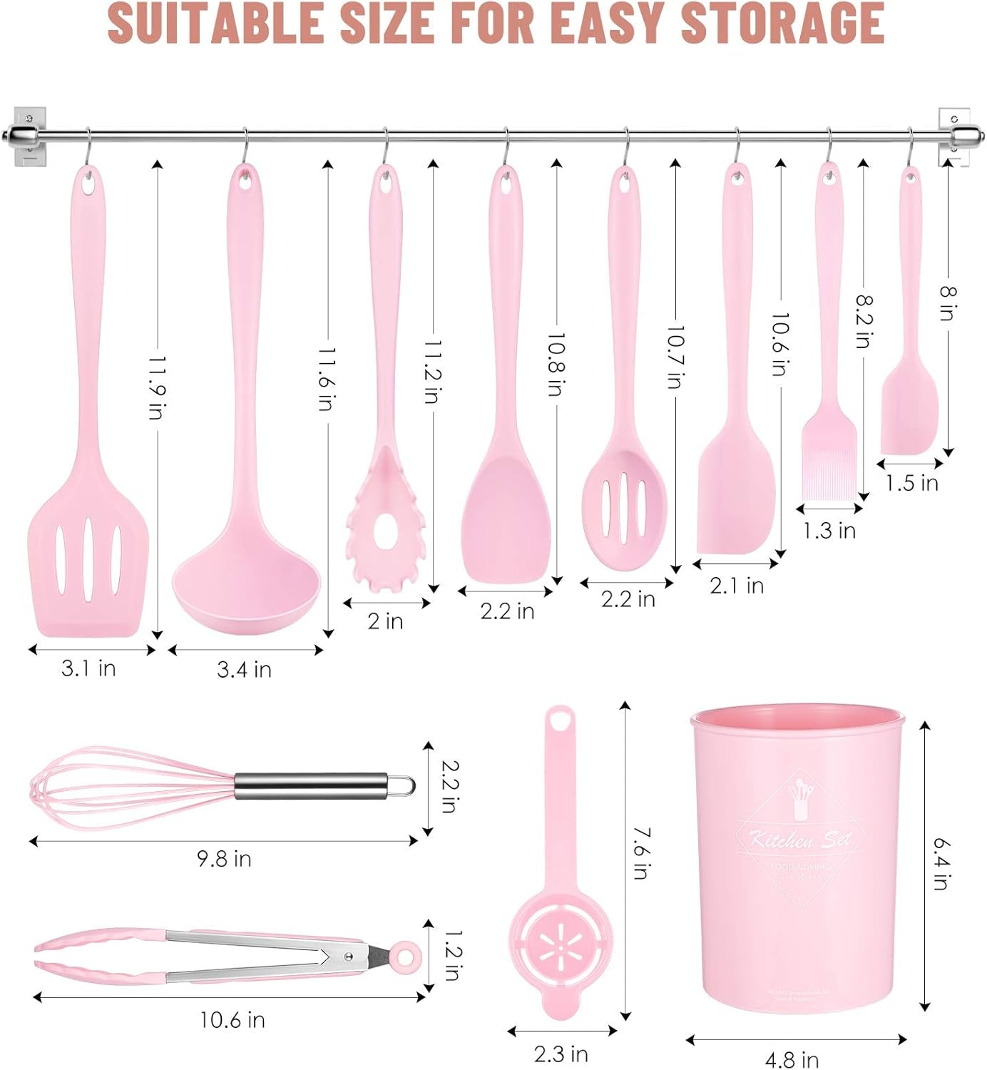 Kitchen Utensils Set-12 Pieces Silicone Cooking Utensils Set (Dishwasher Safe) 392°F Heat Resistant Spatula Set, Nonstick Cookware